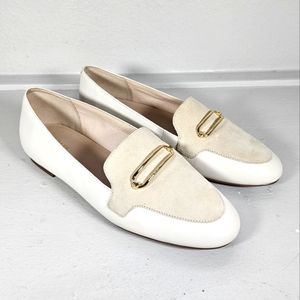 Cole Haan White and Cream Loafers with Gold Accent